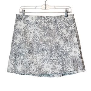 RipSkirt NWT Hawaii Eden Sand Floral Print Wrap Mini Skirt Gray White Boho M